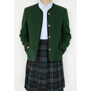 Vintage Women’s Trachten Jacket Green Wool Alpine Folkwear Bavarian Janker S/M